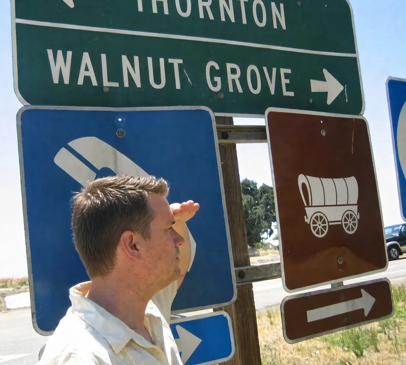 Mayo at the Walnut Grove sign